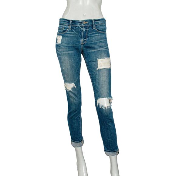 FRAME Denim Le Gargon Jeans Ripped Distressed Blue jay way Size 24 - Picture 1 of 10